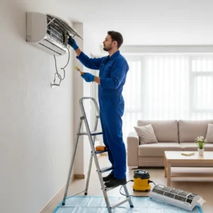 mitra-teknisi-satujasa-sedang-perbaiki-ac